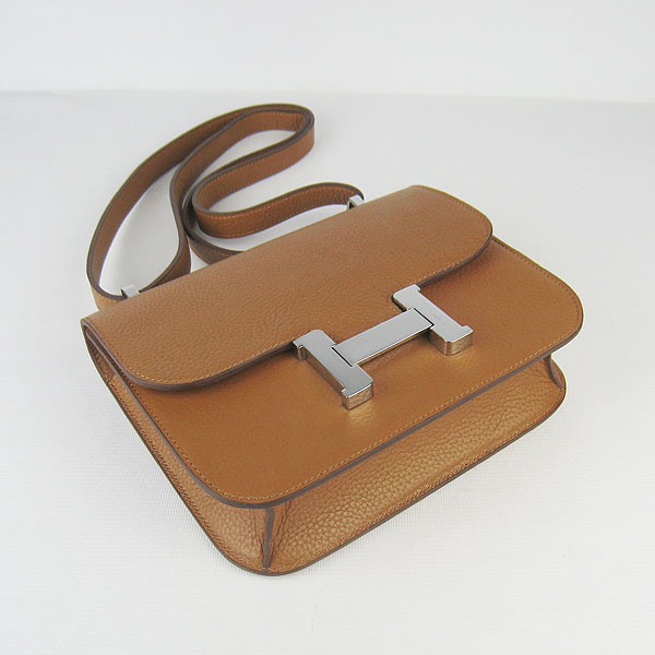 7A Hermes Oxhide Leather Message Bag Light Coffee H017 - Click Image to Close